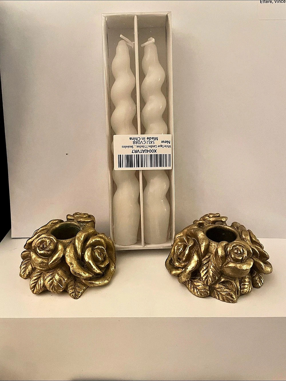 Gold Floral Candle Holders Set of 2